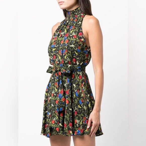Alice + Olivia Dita Smocked Neck Mini Dress - Multi - US 6 (S)